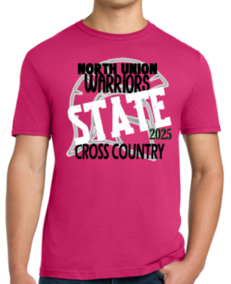 State Cross Country North Union Warriors T-Shirt Pink
