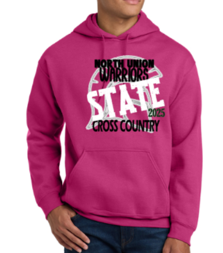State Cross Country North Union Warriors Hoodie Pink